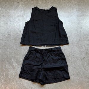 J. Crew Maxine White Linen Tank Top and Tropez Shorts Set